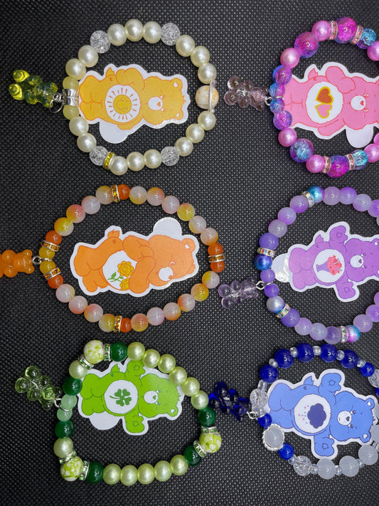 Care bears inspired beaded bracelets, gummy bears, Care Bears